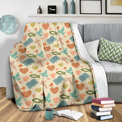 Christian Symbol Pattern Fleece Blanket