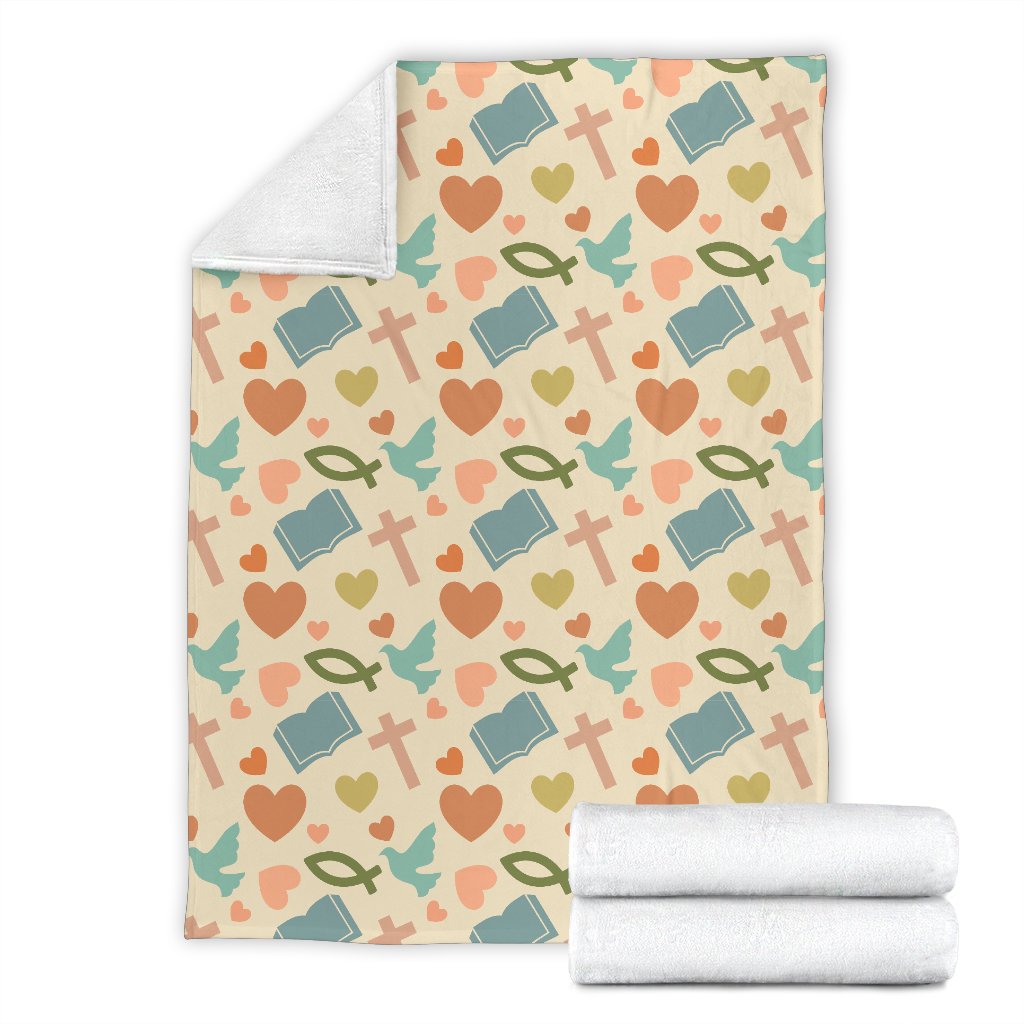 Christian Symbol Pattern Fleece Blanket
