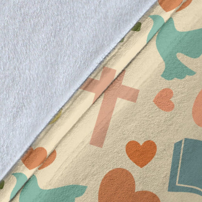 Christian Symbol Pattern Fleece Blanket