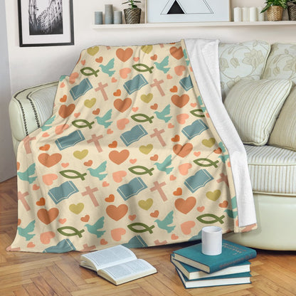 Christian Symbol Pattern Fleece Blanket