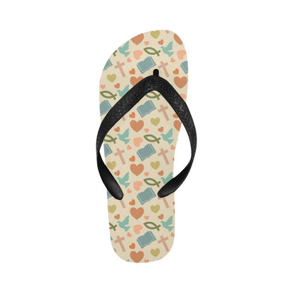 Christian Symbol Pattern Flip Flops-JTAMIGO.COM