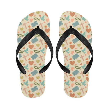 Christian Symbol Pattern Flip Flops-JTAMIGO.COM