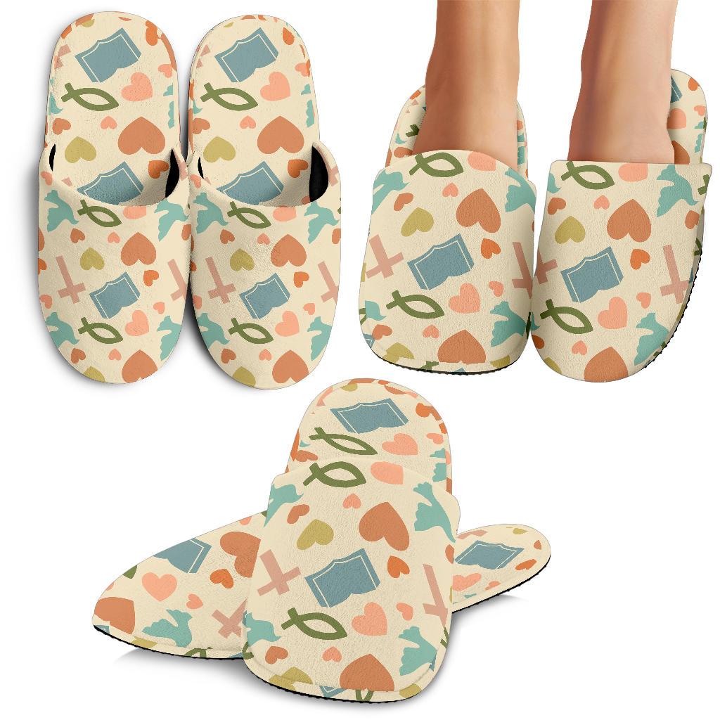 Christian Symbol Pattern House Slippers