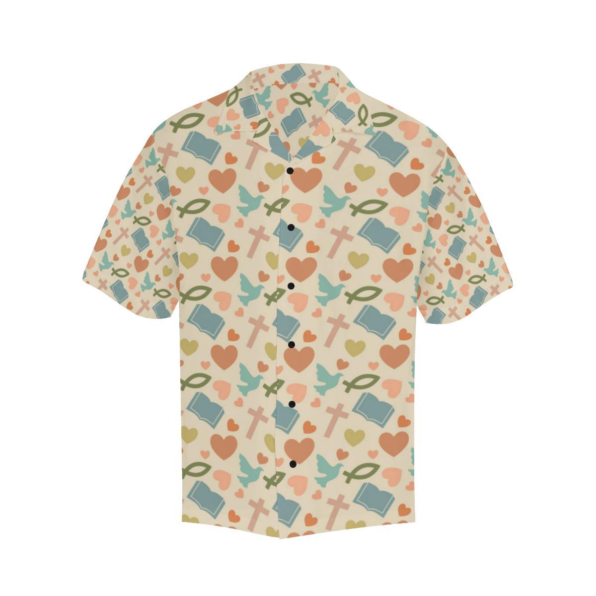 Christian Symbol Pattern Men Aloha Hawaiian Shirt