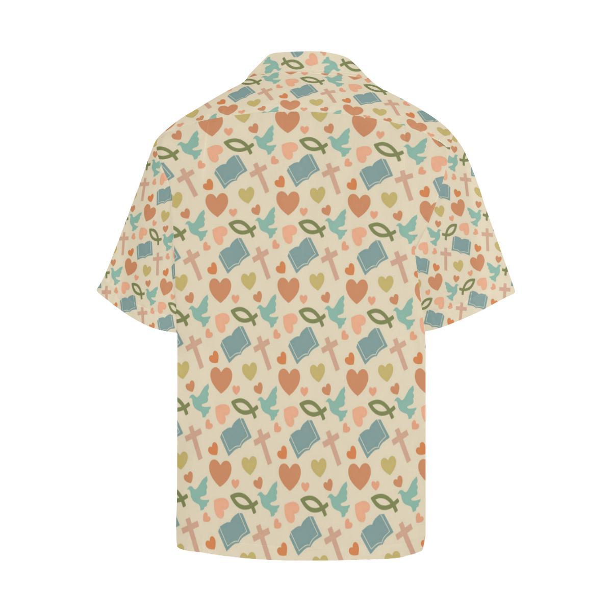 Christian Symbol Pattern Men Aloha Hawaiian Shirt