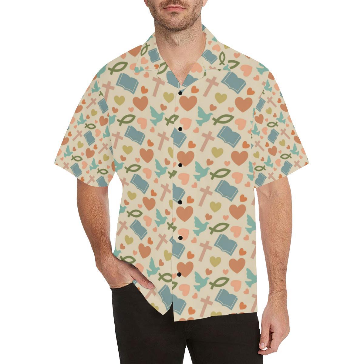 Christian Symbol Pattern Men Aloha Hawaiian Shirt