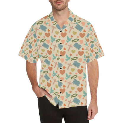 Christian Symbol Pattern Men Aloha Hawaiian Shirt