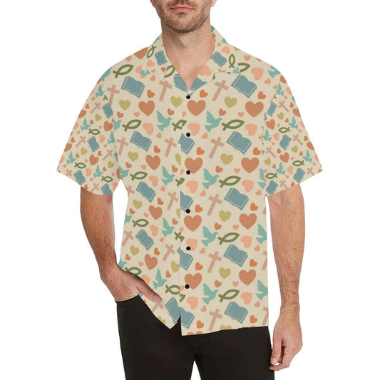Christian Symbol Pattern Men Aloha Hawaiian Shirt