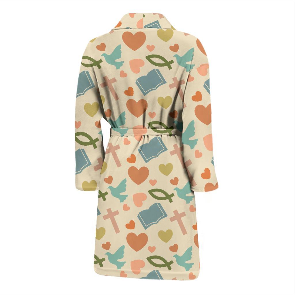 Christian Symbol Pattern Men Bath Robe-JTAMIGO.COM