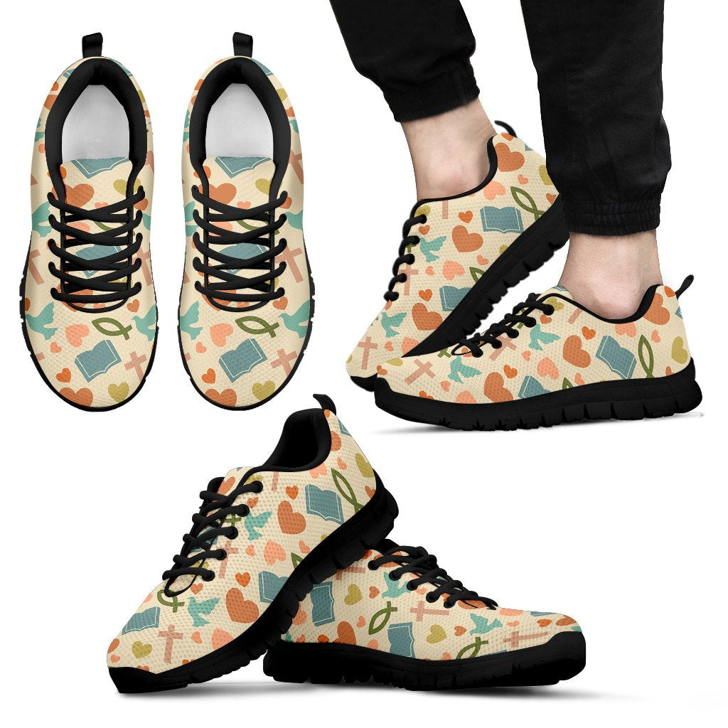 Christian Symbol Pattern Men Sneakers Shoes