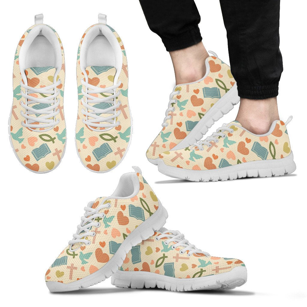 Christian Symbol Pattern Men Sneakers Shoes