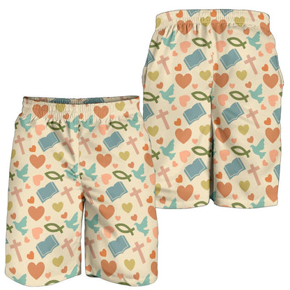 Christian Symbol Pattern Mens Shorts-JTAMIGO.COM