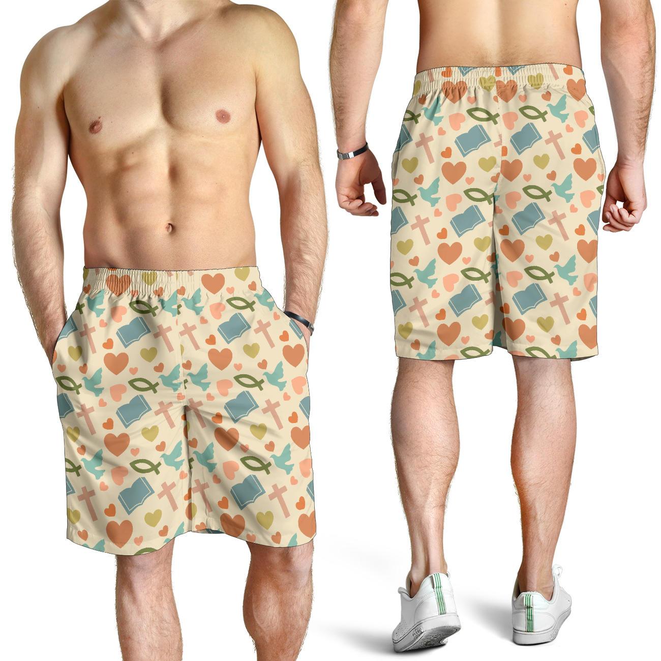 Christian Symbol Pattern Mens Shorts-JTAMIGO.COM