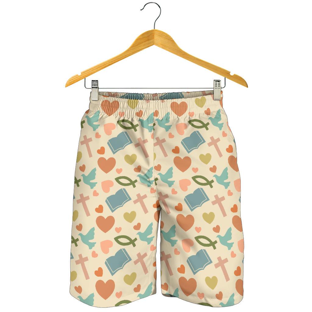 Christian Symbol Pattern Mens Shorts-JTAMIGO.COM