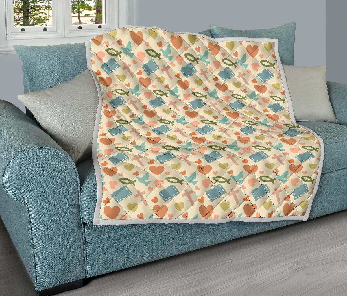 Christian Symbol Pattern Premium Quilt-JTAMIGO.COM