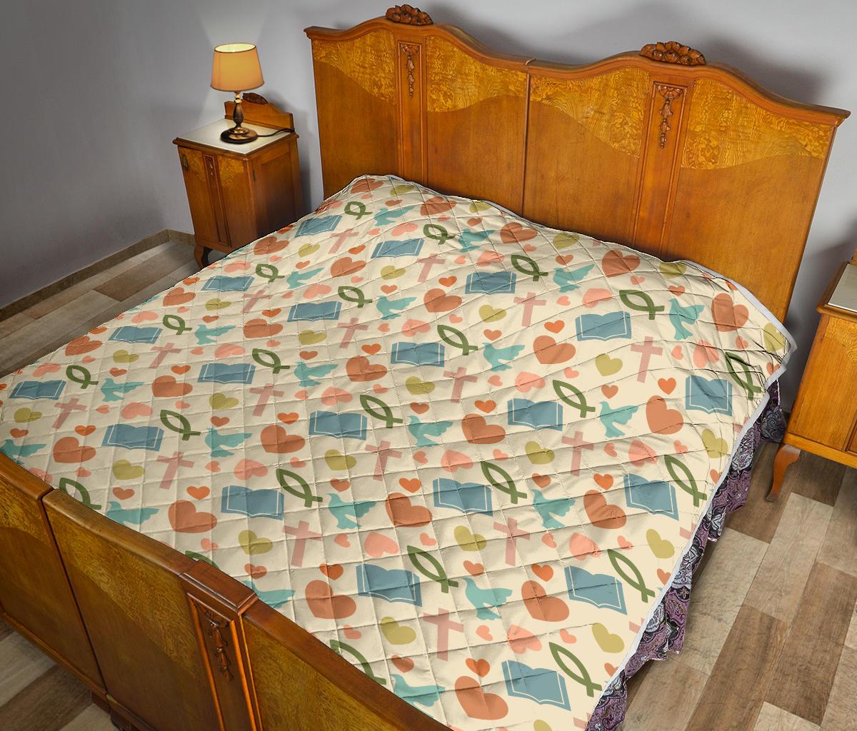 Christian Symbol Pattern Premium Quilt-JTAMIGO.COM