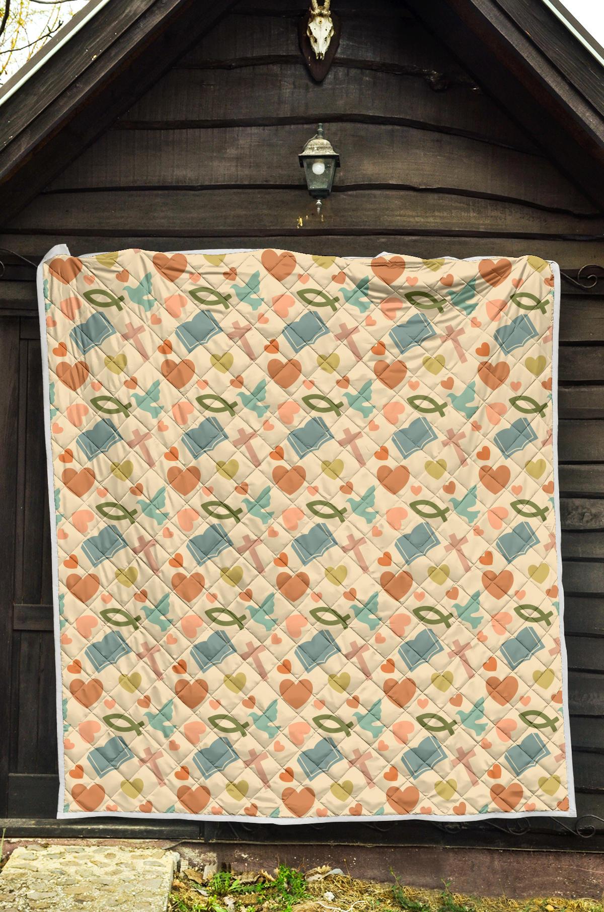 Christian Symbol Pattern Premium Quilt-JTAMIGO.COM