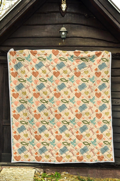 Christian Symbol Pattern Premium Quilt-JTAMIGO.COM