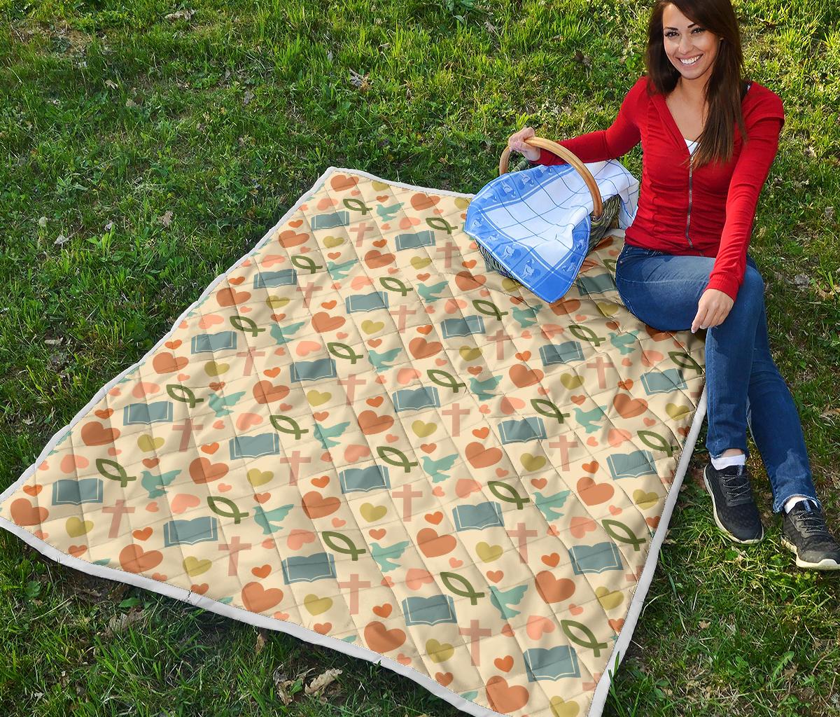 Christian Symbol Pattern Premium Quilt-JTAMIGO.COM