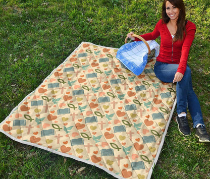 Christian Symbol Pattern Premium Quilt-JTAMIGO.COM