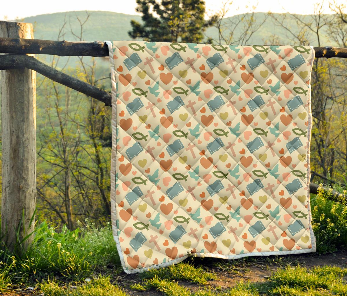 Christian Symbol Pattern Premium Quilt-JTAMIGO.COM