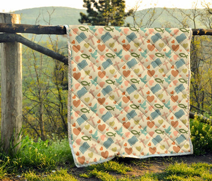 Christian Symbol Pattern Premium Quilt-JTAMIGO.COM
