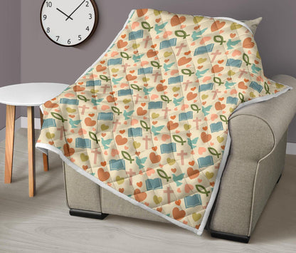 Christian Symbol Pattern Premium Quilt-JTAMIGO.COM