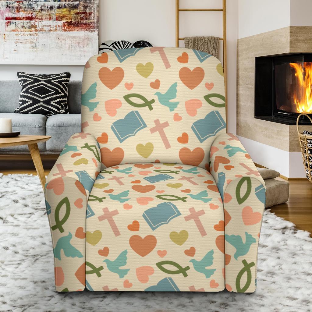 Christian Symbol Pattern Single Sofa Slipcover -JTAMIGO.COM