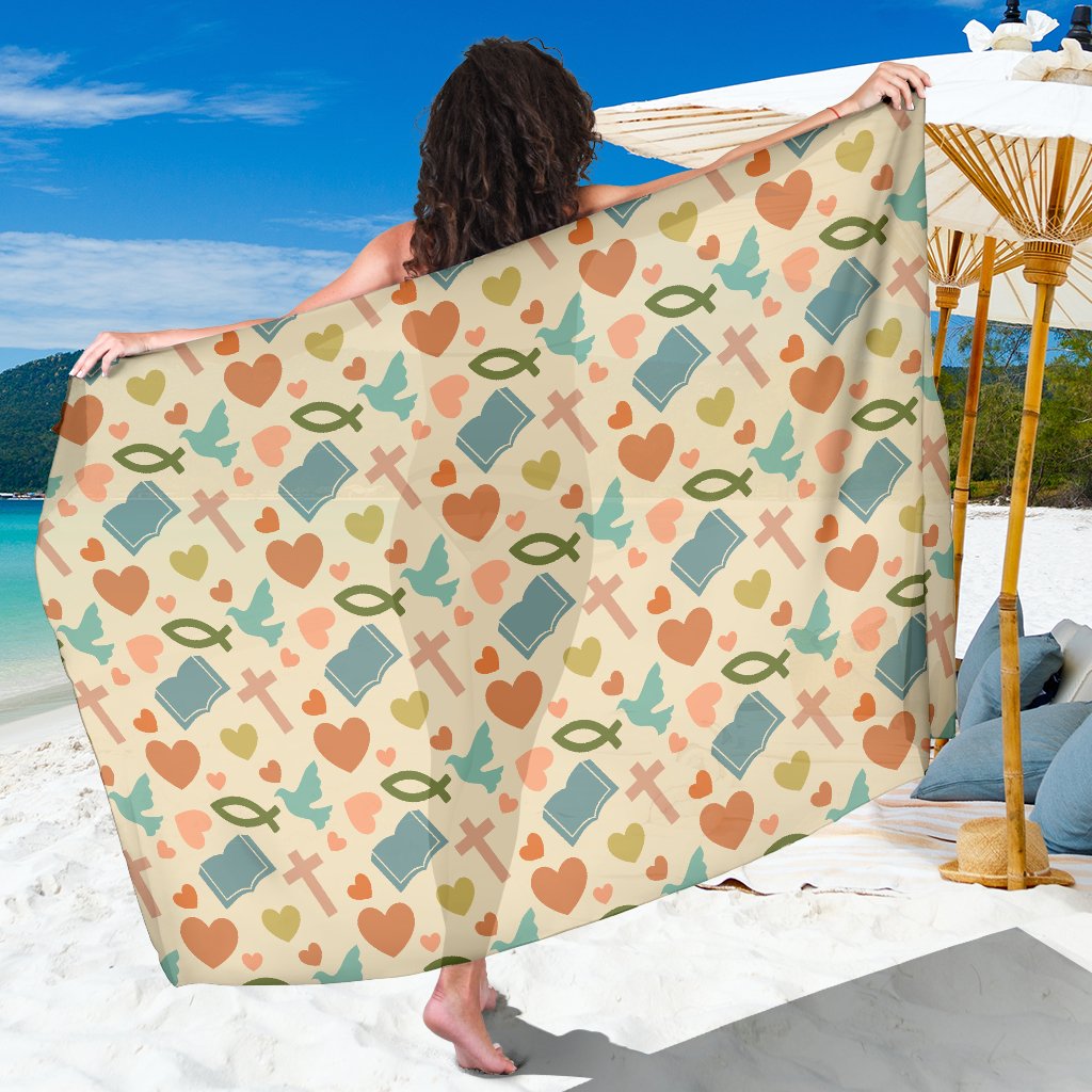 Christian Symbol Pattern Sarong Pareo Wrap