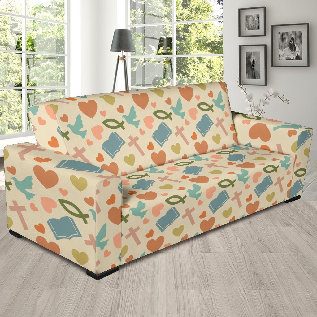 Christian Symbol Pattern Sofa Slipcover-JTAMIGO.COM