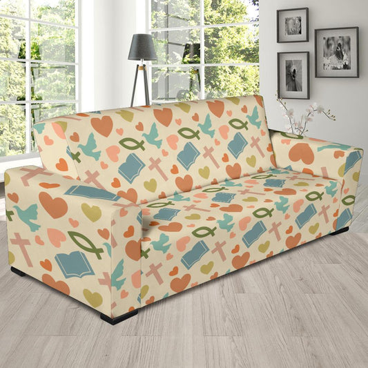 Christian Symbol Pattern Sofa Slipcover-JTAMIGO.COM