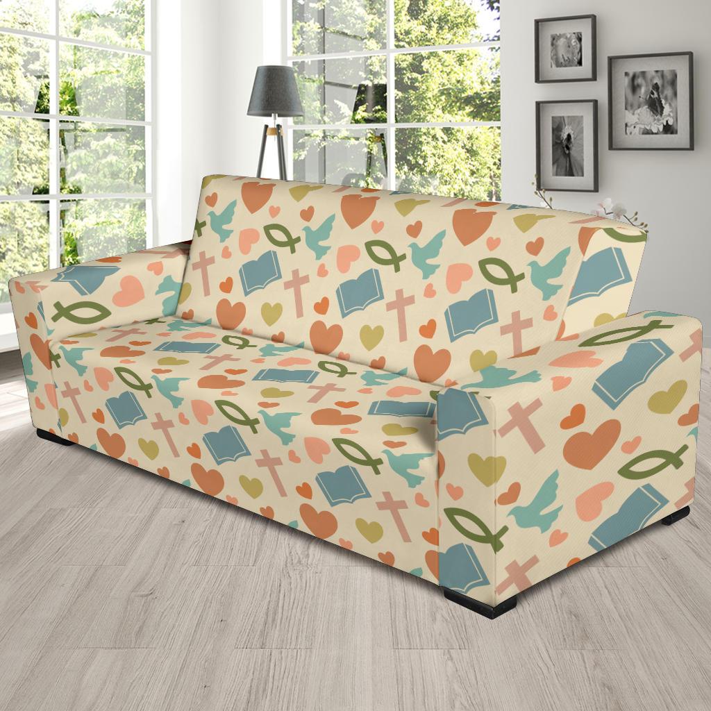 Christian Symbol Pattern Sofa Slipcover-JTAMIGO.COM