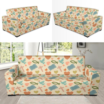 Christian Symbol Pattern Sofa Slipcover-JTAMIGO.COM