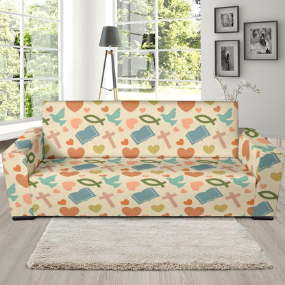 Christian Symbol Pattern Sofa Slipcover-JTAMIGO.COM