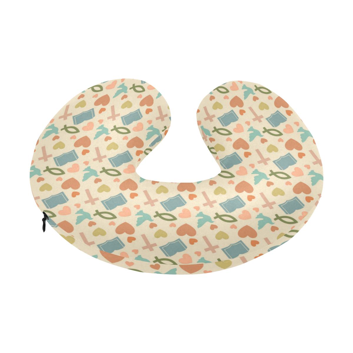 Christian Symbol Pattern U-Shaped Travel Neck Pillow-JTAMIGO.COM