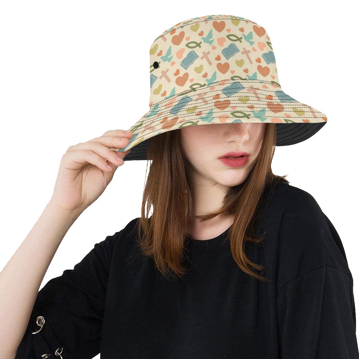 Christian Symbol Pattern Unisex Bucket Hat