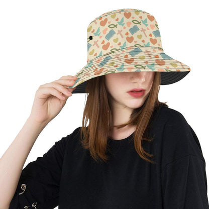Christian Symbol Pattern Unisex Bucket Hat