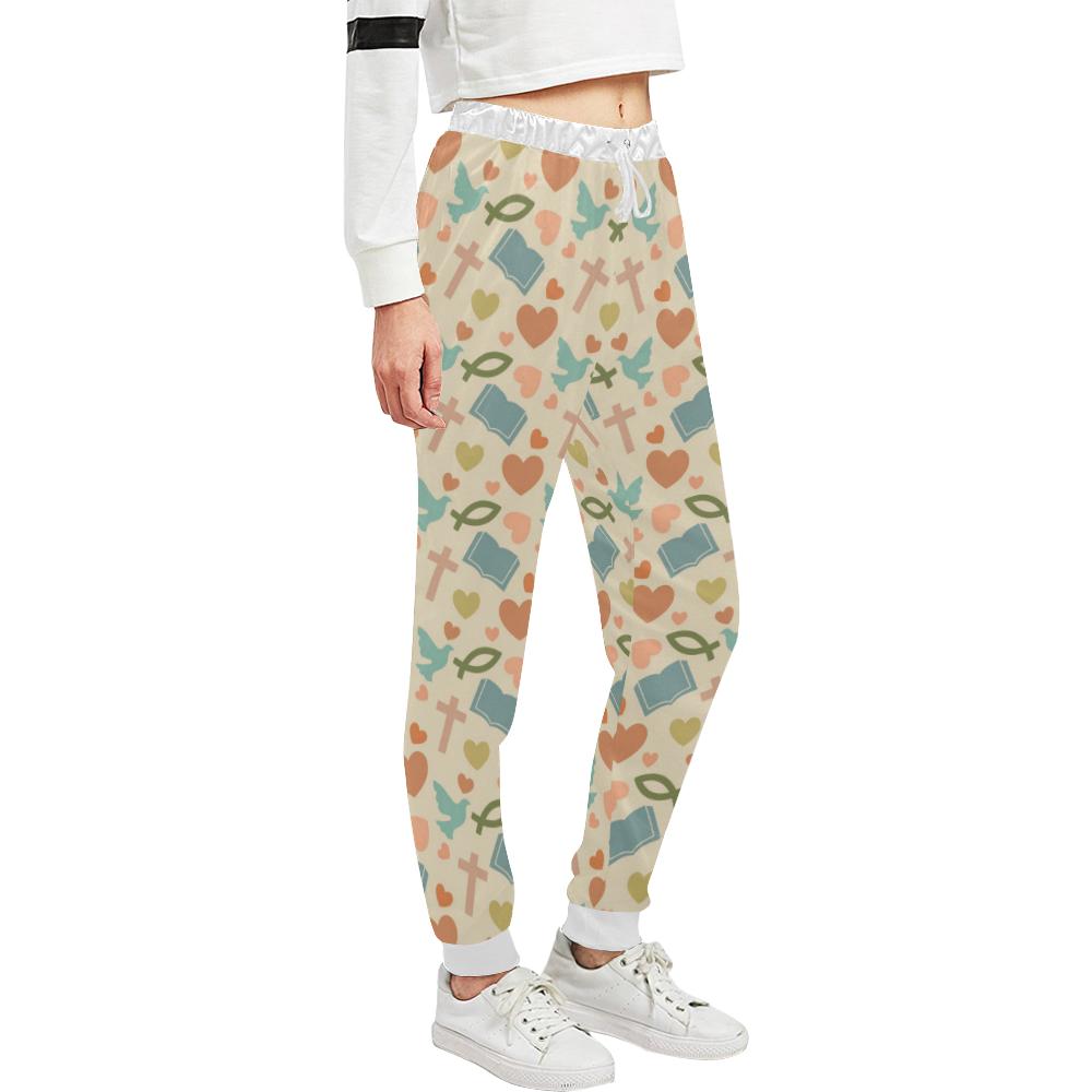Christian Symbol Pattern Unisex Casual Sweatpants (Model L11)-JTAMIGO.COM
