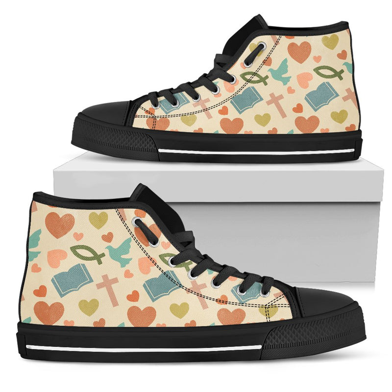 Christian Symbol Pattern Women High Top Shoes