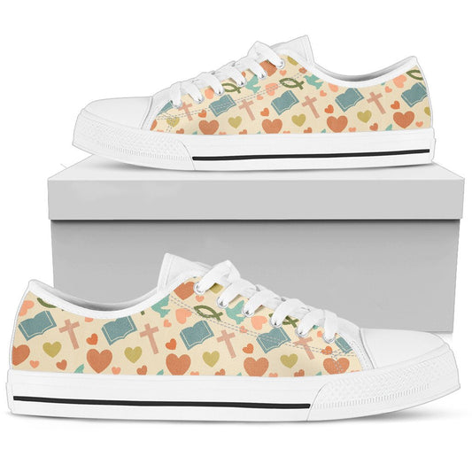Christian Symbol Pattern Women Low Top Shoes