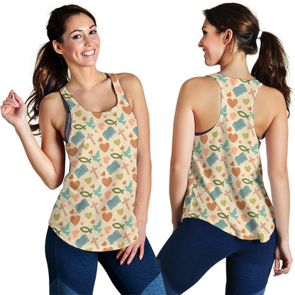 Christian Symbol Pattern Women Racerback Tank Top