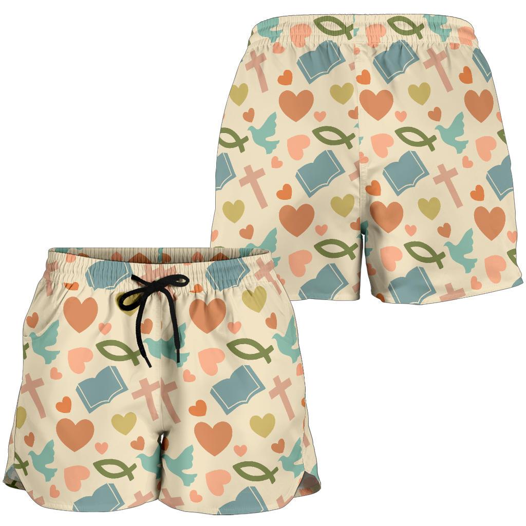 Christian Symbol Pattern Women Shorts-JTAMIGO.COM