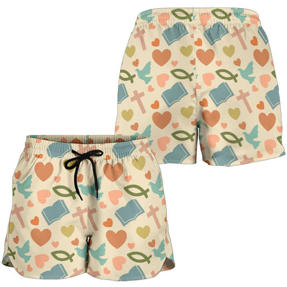 Christian Symbol Pattern Women Shorts-JTAMIGO.COM