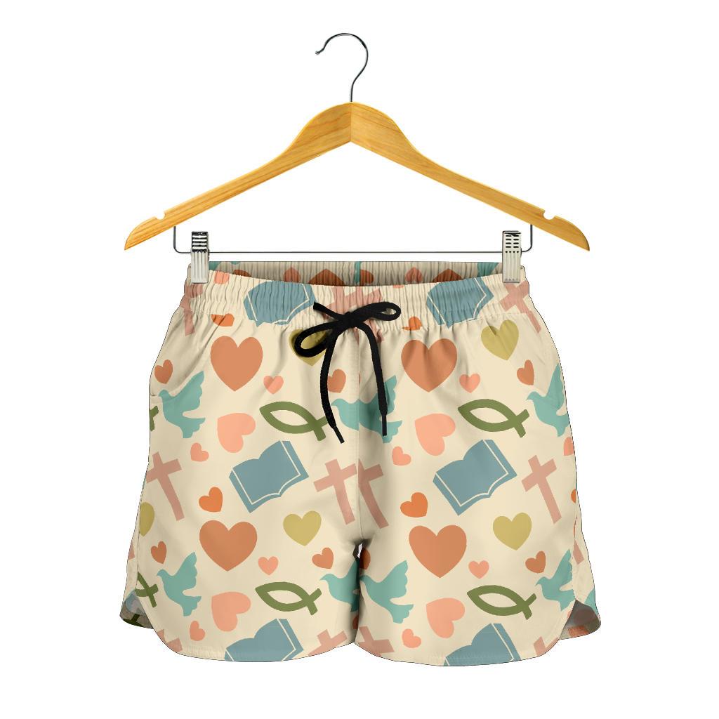 Christian Symbol Pattern Women Shorts-JTAMIGO.COM