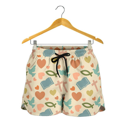 Christian Symbol Pattern Women Shorts-JTAMIGO.COM