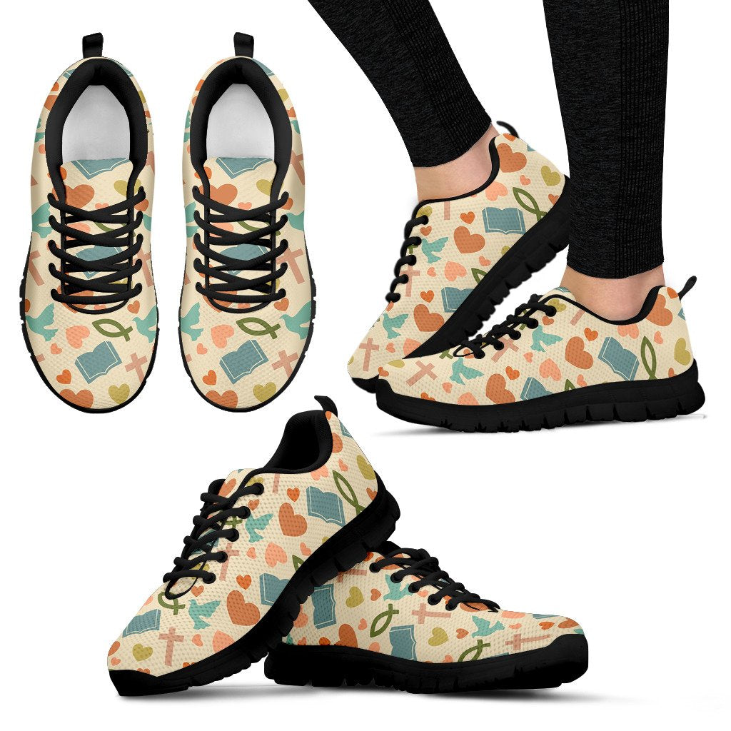 Christian Symbol Pattern Women Sneakers Shoes