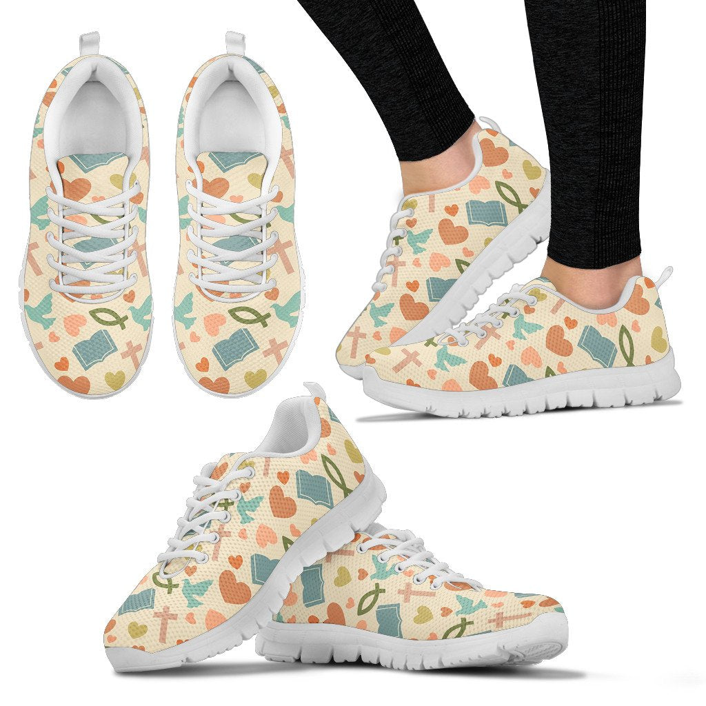 Christian Symbol Pattern Women Sneakers Shoes