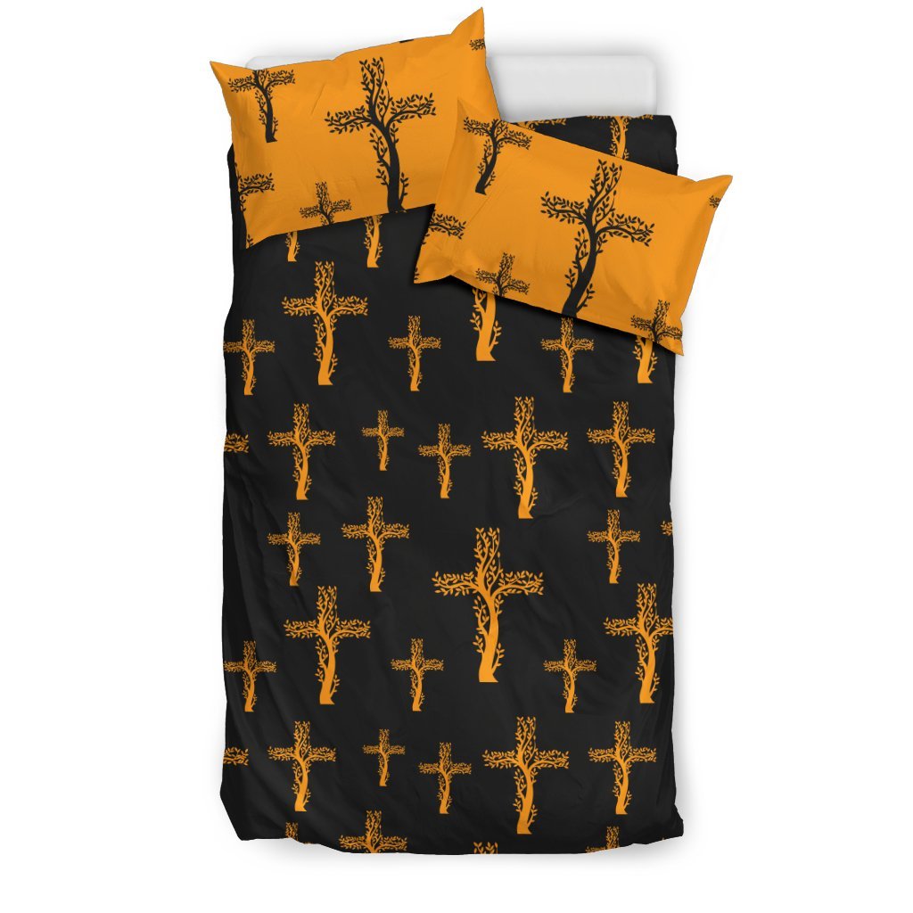Christian Tree Of Life Cross Design Duvet Cover Bedding Set