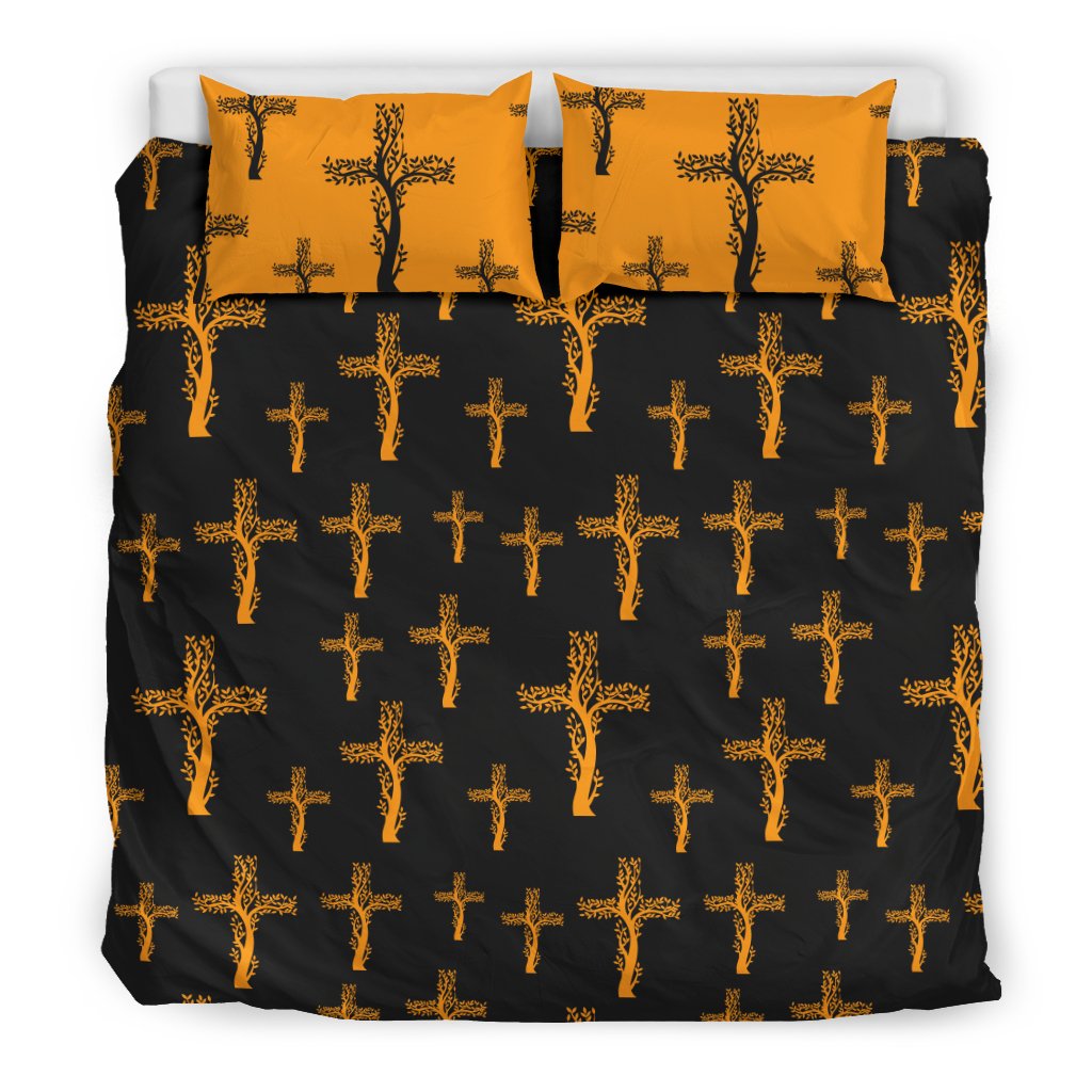 Christian Tree Of Life Cross Design Duvet Cover Bedding Set