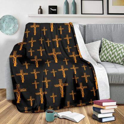 Christian Tree Of Life Cross Design Fleece Blanket